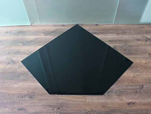 Funkenschutzplatte Fünfeck 100x100cm Schwarz Glasplatte mit Dichtung | Glasbodenplatte, Glas, universal, Kaminofen, Kamin