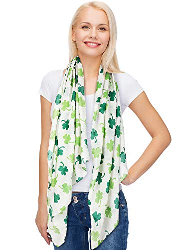 Skylety St. Patrick's Day Printed Scarf Long Shamrock Shawl Irish Theme Scarf for Holiday Outfits Accessories