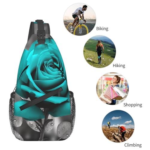 Mochila Sling Crossbody Negra con Diseño Floral miniatura 5