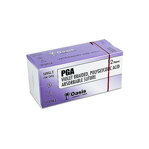 Image of Oasis Vet PGA (Polyglycolic Acid) Surgical Suture, 2-0, (FS-1) 3 /8 24mm Reverse Cutting Needle, 75cm, 12 /Box, Veterinary Use