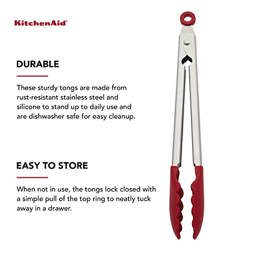 [Prime] $9.49* | 12" Kitchenaid Silicone Stainless-Steel Tongs (Red) - image 4