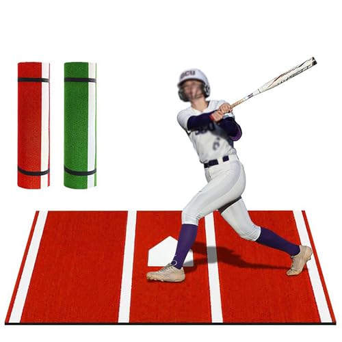 Dtyubfg 野球バッターマット 野球練習マット 120×200cm,補助の目盛り線付き 滑り止め 色褪せ防止学童 少年 大人 室内 屋外 補助 指導用 野球用品 -持ち運びが簡単:調節可能なキャリーストラップ付き。 軽量で持ち運びやすいので、練習後に簡