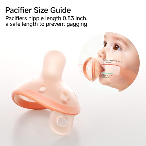 Image of Garkoko Baby Pacifiers 0-6 Months Breast Like Shape Pacifiers BPA-Free One-Piece Silicone Newborn Pacifier for Breastfed Babies, 2pcs for Best Value