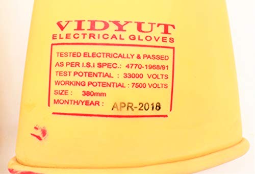 Image of M VIDYUT Sai Safety 33 Kva Electrical Insulated Rubber Seamless Hand Gloves, Pack Of 1, Yellow