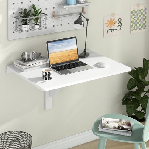 Tangkula 31.5" Wall Mounted Folding Desk, Drop-Leaf Floating Desk...
