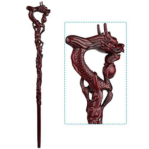 Canne en Bois Robinet Bâton De Marche Séquoia Vieil Homme Béquilles Sculpture sur Bois Cadeaux d'anniversaire Bâtons Antidérapants,H