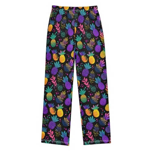 ALAZA Colorful Pineapple Leaf Dot Pajama Lounge Pants Long Sleep Pajama Bottoms with Pockets