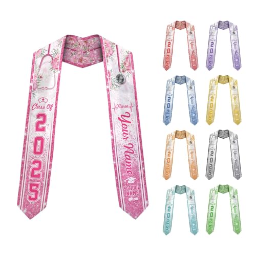 MonkeyVan Personalized Graduation Stole for Nursing Student, Nursing Stole Graduation 2025, RN Nursing Sash Grad Gifts S308