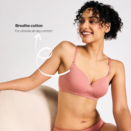 Image of NYKD NYB198 Cotton Lightly Padded Non Wired 3 /4th Coverage T-Shirt Bra Multiway Detachable Straps Invisible Under Clothes