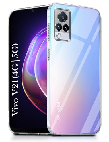 Image of Jkobi Back Cover for Vivo V21 | Vivo V21 5G (Silicone Clear Shockproof Case with Camera Protection | Soft and Flexible | Transparent)