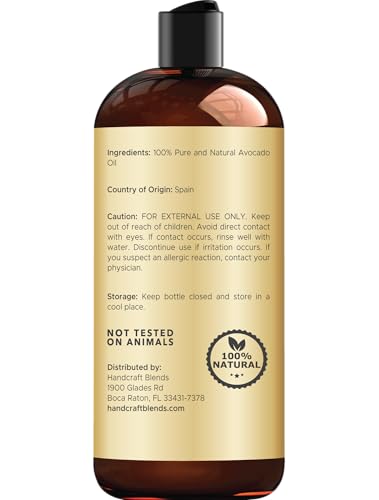 Handcraft Blends Avocado Oil - Cold-Pressed 16 Fl Oz - 100% Pure and Natural - Premium Grade Carrier Oil for Skin and Hair - Hair and Body - Massage - Hexane-Free - Image 4