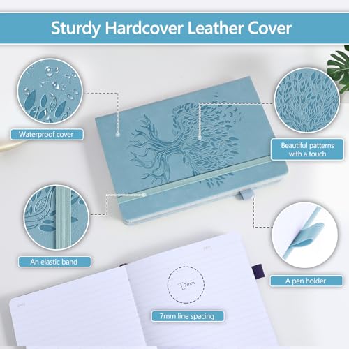 Journal Notebook with 365 Numbered Pages, Large A5 College Ruled Notebook for Work, Hardcover Leather Journal for Women Men, Lined Journals Notebook with Index Stickers for Writing image 1