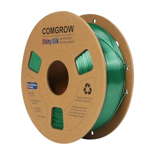 Image of Comgrow Silk PLA 3D Printer Filament, Dual Color 2 in 1 Black and Green, 3D Printing PLA Filament 1.75mm, Dimensional Accuracy + /- 0.02 mm, 1KG Spool, Coextrusion Shiny Silk 3D Filament