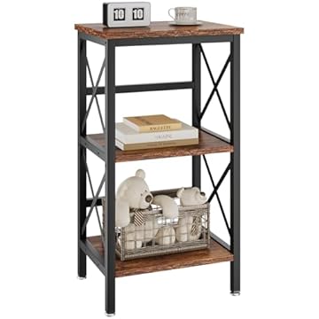 YMYNY Libreria, Scaffale a 3 Ripiani, Scaffale per piante, Scaffale per Microonde, per Bagno, Cucina, Ufficio, Studio, Stile Industriale, Camera da Letto 40×29×75CM Marrone Vintage HST008H