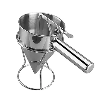 Pancake Batter Dispenser with Baking Stand 1200ml Pancake Dispenser a Multipurpose Baking Tool with Squeeze Handle for Cake Desserts, Stainless Steel Batter Pourer