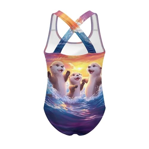 Image of One Piece Swimsuit Girls Cross-Back Bathing Suit 5-14Y Kids Swimwear Cute Swimsuits Sleeveless Bathing Suits