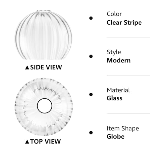Image of Clear Glass Shade,Replacement Globe & Cover for Lighting Fixture, 8 inch Diameter, Replacement with 1.65 Inch Fitter for Wall Lamps Chandeliers or Ceiling Light (2, 8Inch - Clear Glass)