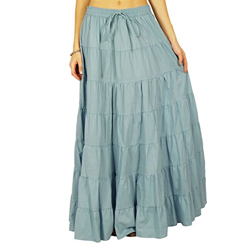 Phagun Resort Wear Skirt Long Maxi Skirt Beach Wear Cotton Summer Wear Grey #TOP1