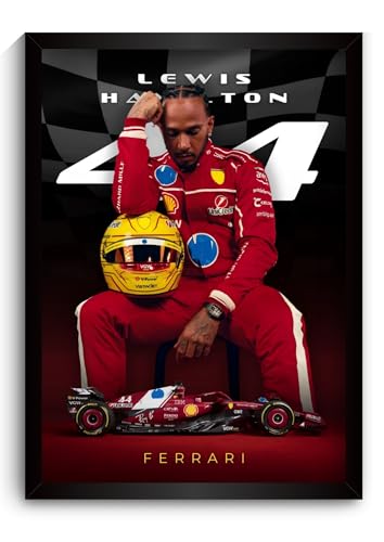Image of Funk You Store Lewis Hamilton Poster Ferrari F1 Poster | Framed Ferrari F1 Car A4 Sized (31 x 23 cm) | Lewis Hamilton Posters | Ferrari Car Frame for Wall, Formula 1 Frames Formula 1 Frame (F 023)