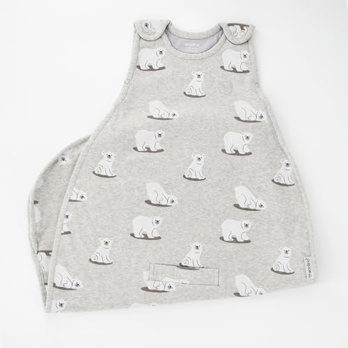 Image of Woolino Merino Wool & Organic Cotton Baby Sleep Sack 2-24 Months - Ultimate 4-Season Baby Sleeping Bag, Universal Size Wearable Blanket, 2-Way Zipper & Adjustable Fit, Year-Round Use - Polar Bear
