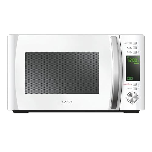 Candy CMXG20DW Micro-ondes Grill,Puissant 700W + Gril 1000W, 20L,Programmateur digital,10 menus automatiques+5 Niveaux de puissance,Fonction silence & éco,Décongelation auto,Sécurité enfant, blanc