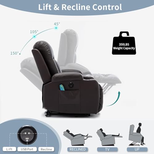 Sillón con masaje y calor reclinable cuero sintético miniatura 4