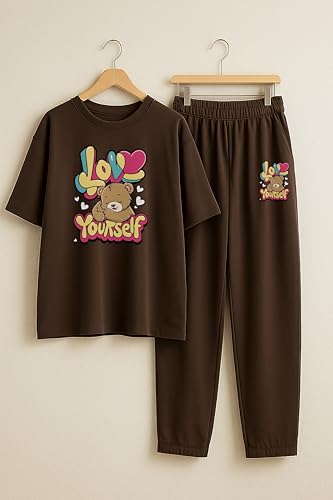 Image of My Swag Womens Printed Nightwear Set | Printed T-Shirt & Lower Set for Womens&Girls