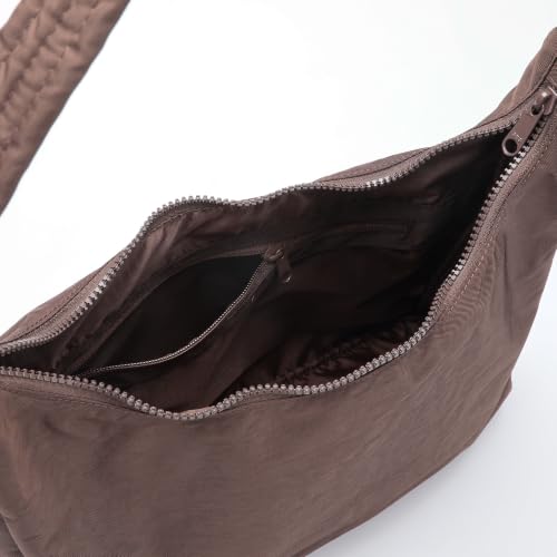 Image of FASTFAIRY Nylon Shoulder Bag - Adjustable Quilted Strap, Structured Slouchy Design with Interior Zip Pocket