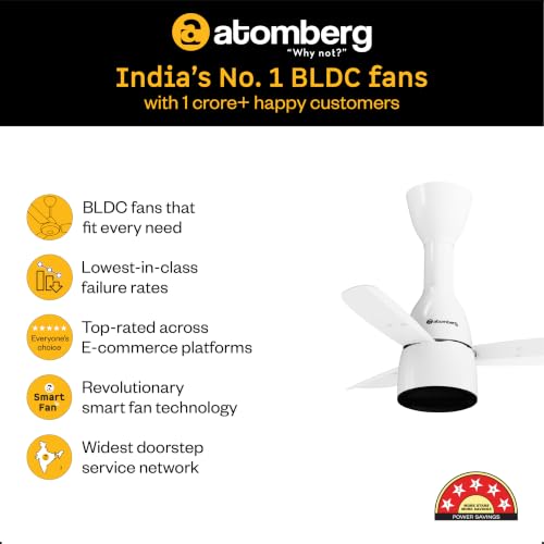 Image of atomberg Renesa Prime Crest 600mm 𝐑𝐞𝐠𝐮𝐥𝐚𝐭𝐨𝐫 𝐎𝐩𝐞𝐫𝐚𝐭𝐞𝐝 𝐁𝐋𝐃𝐂 𝐂𝐞𝐢𝐥𝐢𝐧𝐠 𝐅𝐚𝐧- 𝐍𝐨 𝐑𝐞𝐦𝐨𝐭𝐞 | BEE 5 Star | High Air Delivery | Low Noise | 3 Year Warranty | Gloss White