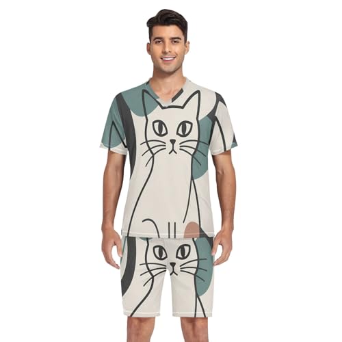 Funny Mens Pajamas Set Soft Nightwear Summer Pjs Sleepwear Short Sleeve Loungewear with Pocket S-XXL4