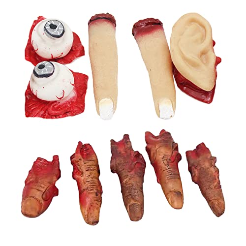Ancuioyz Halloween gebrochener Finger, gebrochene Körperteile Augapfel Ohr Halloween gefälschte blutige abgetrennte Hände Füße, Furcht Ideal für Halloween-Partydekorationen