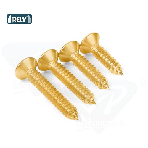Image of Rely⇒VP INDUSTRIES (Pcs-50) No.6x19 mm CSK Phillips Head Self-Tapping Screw - Brass Gold Finish, Star Slot, Philips Drive for Wood, Plywood & Plasterboards