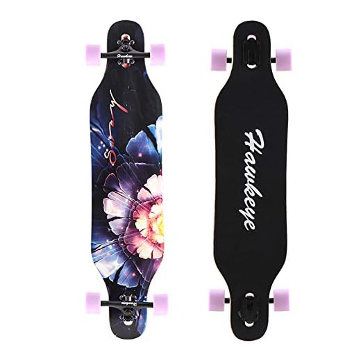41 inch Freeride Longboard 8 Layer Canadian Maple Wood Skateboard Complete Cruiser, Cruiser for Cruising, Carving, Freestyle and Downhill