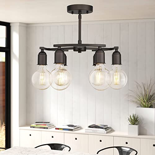 Emliviar 6-Light Semi-Flush Mount Ceiling Chandelier - Farmhouse Close To Ceiling Light For House Bedroom Hallway Living Room, Oil Rubbed Bronze Finish, Yce234Sf-6 Orb #TOP2