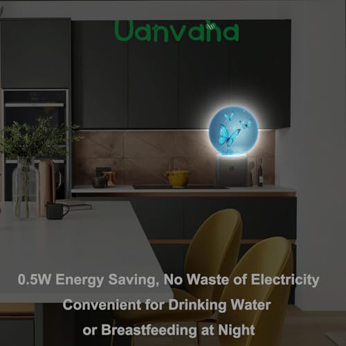 Image of Butterflies Over Lake Nightlight Blue Magical Butterfly Morphy Wings Shine Stars Plug-in Night Light LED Auto on /Off for Women Girls Bedroom Bathroom Wall Light