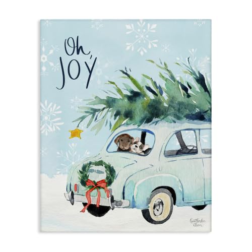 Stupell Industries Winter Calligraphy Puppies, 16 x 20 Inch Canvas Wall Art