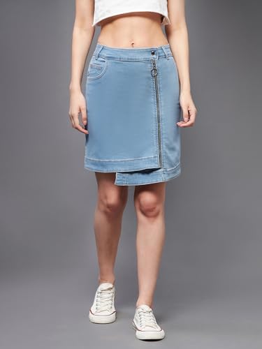 Image of Dolce Crudo Women's Flared High-Rise Stretchable Denim Maxi Skirt