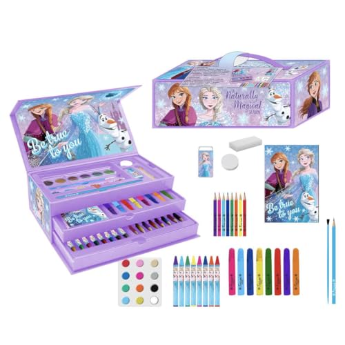 Conjunto para colorir de Frozen Mala - Inclui marcadores e lápis coloridos, caderno para desenhar - acessórios de papelaria infantil