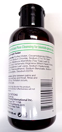 Skin Nutrition Botanical s - Tea Tree Oil + Salicylic Acid Balancing Face Wash 4oz (118ml), 4 Ounce (Pack of 1) image 4