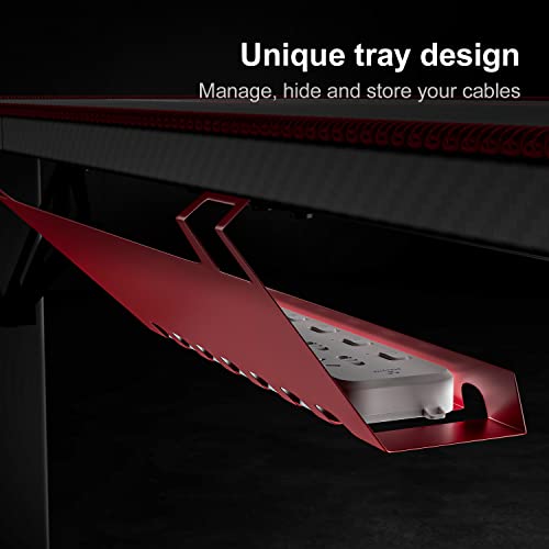 Furgle-Mesa-Gaming-Ergonomico-Mesa-Gamer-Z-Leg-Escritorio-GamingAlfombrilla-de-raton-Soportes-para-Asa-AuricularesTaza-de-Agua-Negro