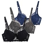 3er Pack BH Damen mit Bügel Fraun Spitzen BH Set mit verstellbarem Push Up BH Sexy BH Mädchen Atmungsaktiver Weich Bequemer BHS Y2K Unterwäsche Bra für Alltag