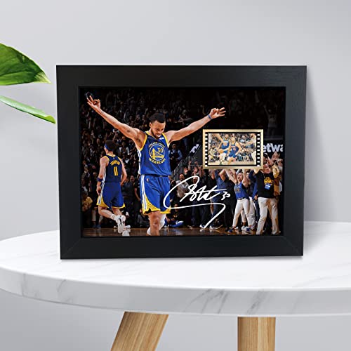 ORIMAMI Gifts for Basketball Player Stephen Curry Fans,Sport Superstar Picture Desktop Framed Photo 8x6 Inches with Printed Signed and 1x35mm Film Mini Cell Display - Image 3