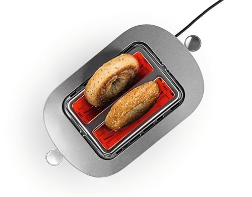 GOURMETmaxx Tostapane con fessura corta per 2 fette | Tostapane nero con 6 gradi di doratura e conto alla rovescia pronto a 2 eat | Utensile da cucina elettrico con display touch, inserto per panini e - immagine 5