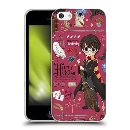 Head Case Designs Officially Licensed Harry Potter Harry Pattern Deathly Hallows XXXVII Gel Case [Military Grade Protection] Compatible With Apple iPhone 5c