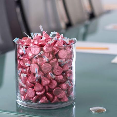 Hershe.ysKISSES Milk Chocolate Candy 3 lbs (48 oz) Solid Milk Chocolate Kisses In PINK Foil Wrap, Easter Candy Approx 300 Pieces Pink Foil Wrapped Candies
