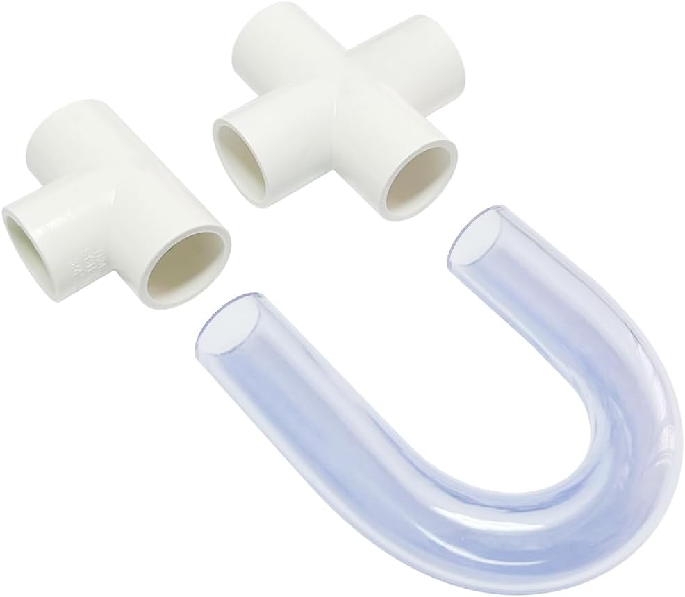 3/4 Clear PVC U Trap Pipe Fitting Connector for HVAC Condensate Drain System with Cleaning Brush