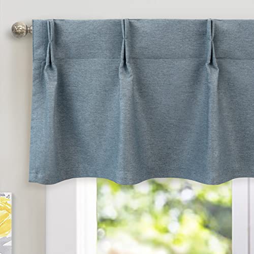 DriftAway Pinch Pleat Valance for Kitchen Window Blackout Faux Linen Textured Solid Valance for...