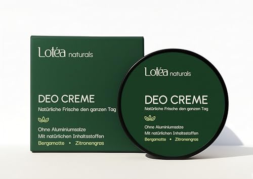 Lotea Naturals Deocreme, Bergamotte & Lemongras, Aluminiumsalzfreies Deodorant, Sheabutter & Kokosöl, 50 g
