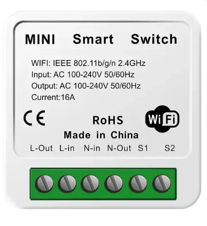 Image of Electrobot Smart WiFi Switch for Home Automation, 10A Max Output, 2.4GHz Wireless Remote Control with LED Light, Check Appliance Status via Mobile App (iOS & Android)