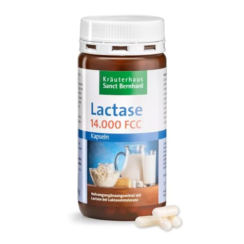 Sankt Bernhard Lactase-Enzimas FORTE, con 14.000 FCC para la intolerancia a la lactosa - 150 cápsulas